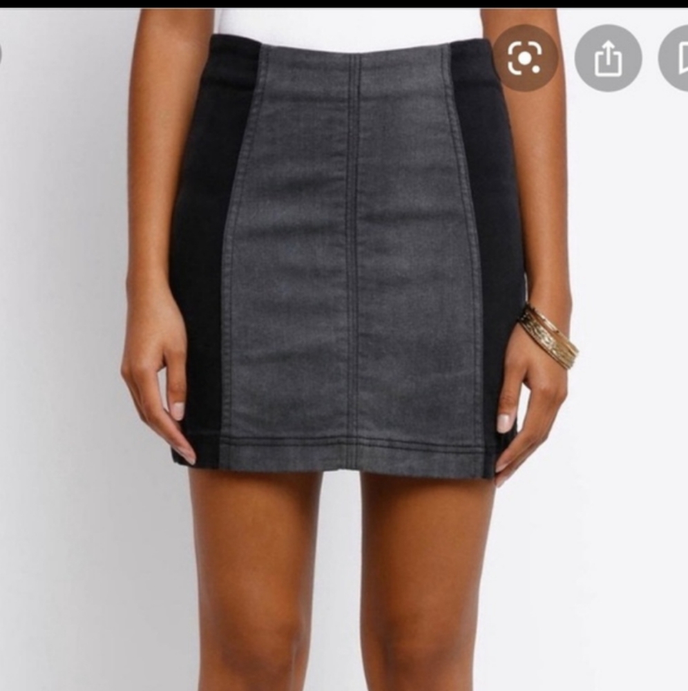 🆕Free People | Modern Femme Mini Skirt Black & Grey Size 4